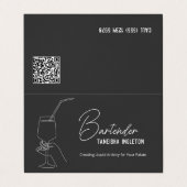 Professionele Bartender Custom QR Tips Visitekaartje (Buitenkant ongevouwen)