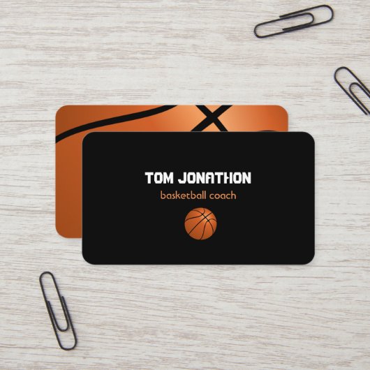 professionele basketbalcoach visitekaartje (Voorkant / Achterkant in situ)