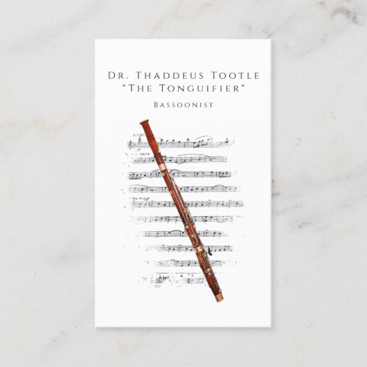 Professionele Bassonist en Bassoon Muziekleraar Visitekaartje (Voorkant)