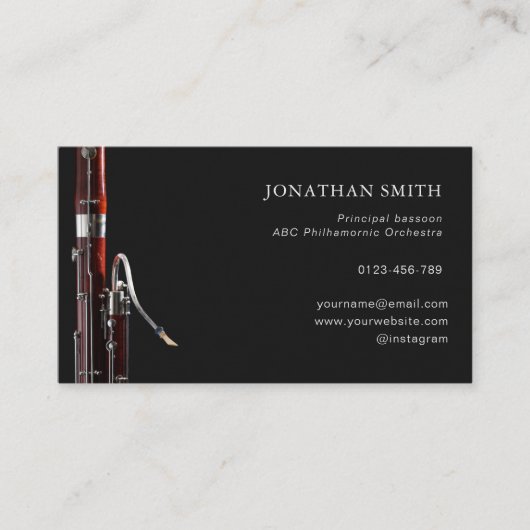Professionele Bassoon Zwart&White Modern Visitekaartje (Voorkant)