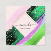 Professionele Beauty Makeup Logo Tropisch Paars Ro Vierkante Visitekaartje (Voorkant)