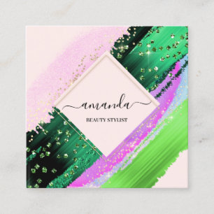 Professionele Beauty Makeup Logo Tropisch Paars Ro Vierkante Visitekaartje