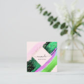 Professionele Beauty Makeup Logo Tropisch Paars Ro Vierkante Visitekaartje (Staand voorkant)