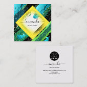 Professionele Beauty Makeup Logo Yellow Blue Lijst Vierkante Visitekaartje (Voorkant / Achterkant)