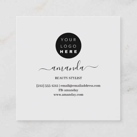 Professionele Beauty Makeup Logo Yellow Blue Lijst Vierkante Visitekaartje (Achterkant)