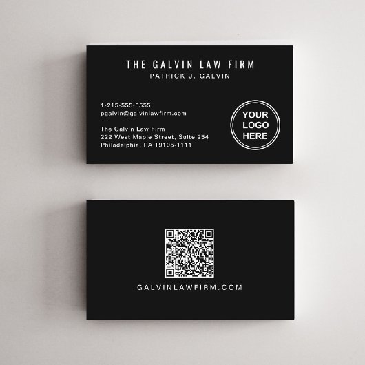 Professionele Bedrijf Logo QR Code Medewerker Zwar Visitekaartje