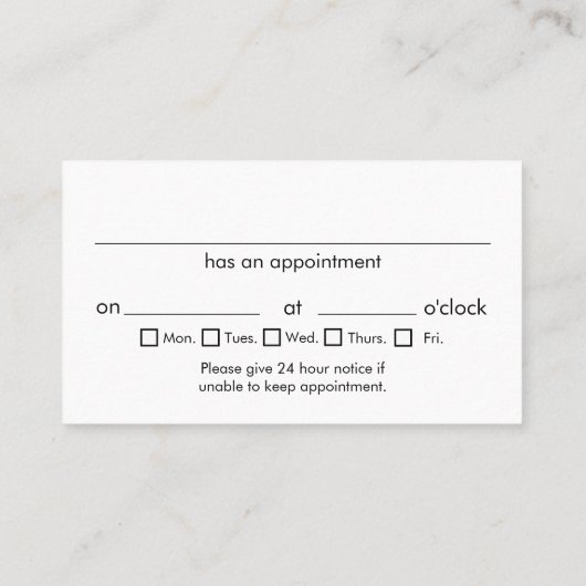 Professionele benoeming visitekaartje (Achterkant)