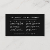 Professionele Beton Cement Contractor Visitekaartje (Achterkant)