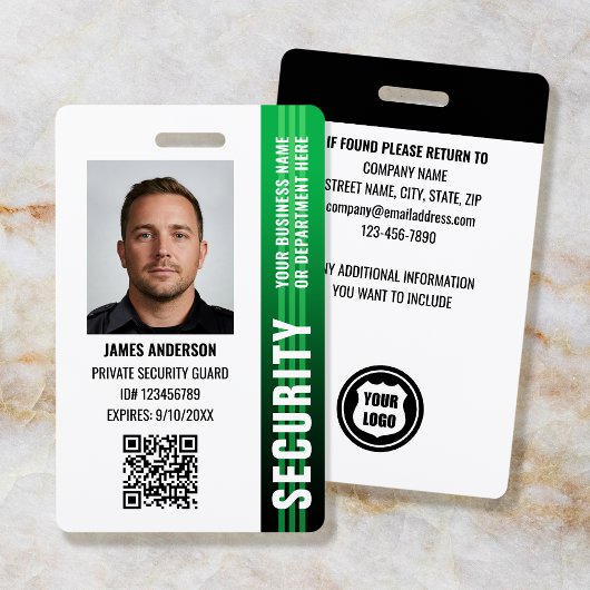 Professionele beveiliger ID Foto Groen Badge