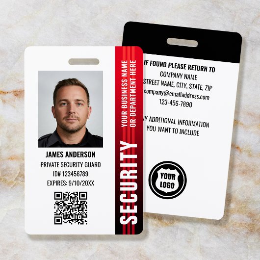 Professionele beveiligingsbeambte ID Foto rood Badge