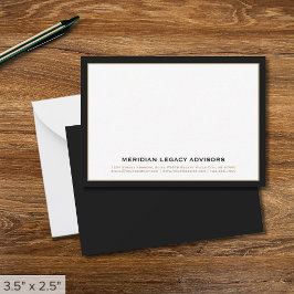 Professionele Black and Gold Business Note Kaart Notitiekaartje