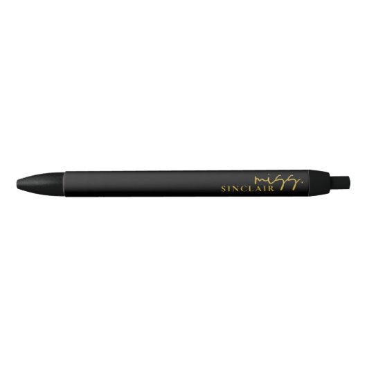 Professionele Black and Gold Script Classy Miss Zwarte Inkt Pen (Voorkant)