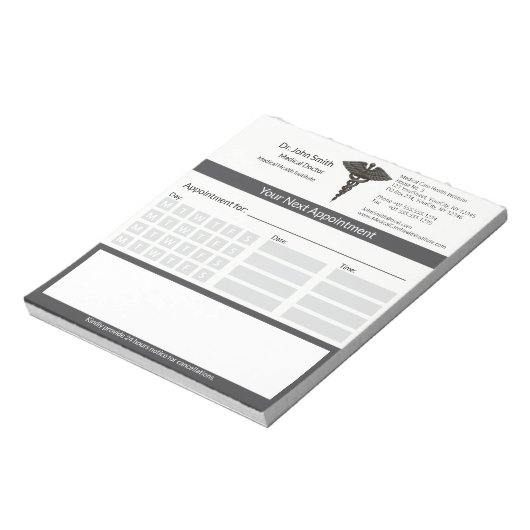 Professionele Black Caduceus medische afspraak Notitieblok (Linkerzijde)