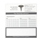 Professionele Black Caduceus medische afspraak Notitieblok (Voorkant)
