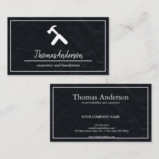Professionele Blackboard Grain Rustieke Carpentry Visitekaartje (Voorkant / Achterkant)
