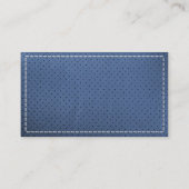 Professionele blauw gestikte lederen Visitekaartje (Achterkant)