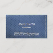 Professionele blauw gestikte lederen Visitekaartje (Voorkant)