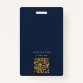 Professionele Blauw & Goud Notaris QR Code Foto-ID Badge (Achterkant)