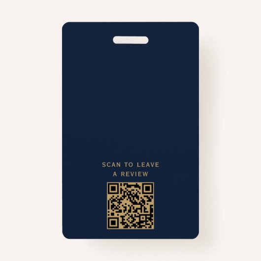 Professionele Blauw & Goud Notaris QR Code Foto-ID Badge (Achterkant)