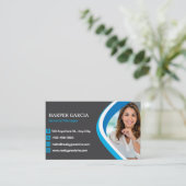 Professionele Blauw Grijs Moderne Minimalistische  Visitekaartje (Staand voorkant)