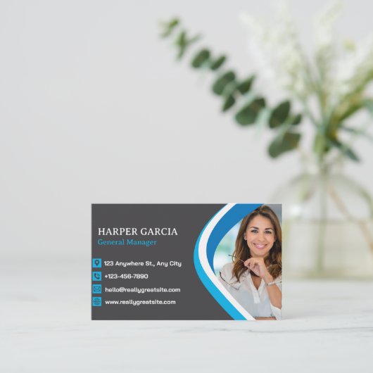 Professionele Blauw Grijs Moderne Minimalistische  Visitekaartje (Staand voorkant)