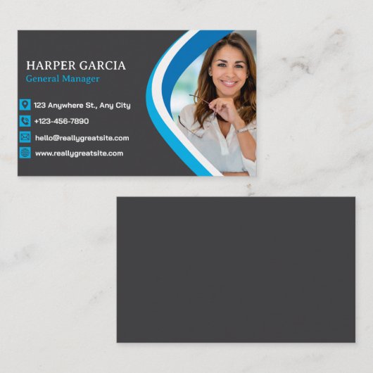 Professionele Blauw Grijs Moderne Minimalistische  Visitekaartje (Voorkant / Achterkant)