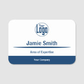 Professionele Blauw & Wit Bedrijf Logo Expertise Naamplaatje (Voorkant)