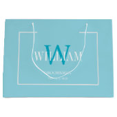 Professionele Blauw & Wit Groomsmen Minimalist Groot Cadeauzakje (Voorkant)