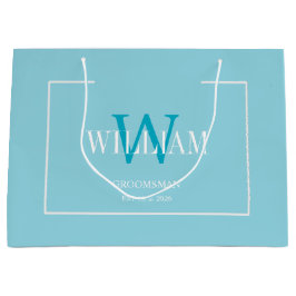 Professionele Blauw & Wit Groomsmen Minimalist Groot Cadeauzakje