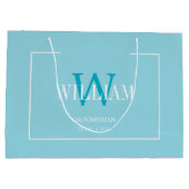 Professionele Blauw & Wit Groomsmen Minimalist Groot Cadeauzakje (Achterkant)