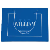 Professionele Blauw & Wit Groomsmen Minimalist Groot Cadeauzakje (Voorkant)
