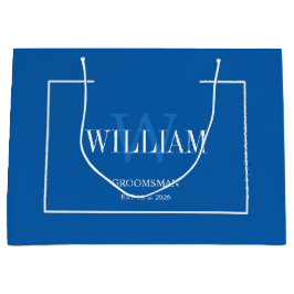 Professionele Blauw & Wit Groomsmen Minimalist Groot Cadeauzakje