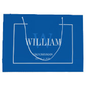 Professionele Blauw & Wit Groomsmen Minimalist Groot Cadeauzakje (Achterkant)