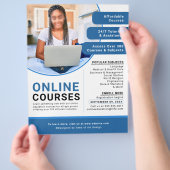 Professionele Blauw Wit Online Educatieve Cursus Flyer (Hand)