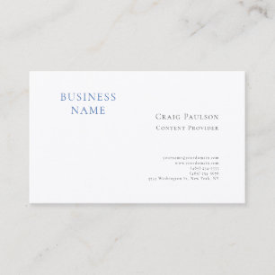 Professionele Blauw Witte Minimalistische Modern Visitekaartje