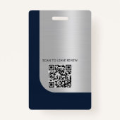 Professionele Blauw Zilver Notaris Logo Foto QR Co Badge (Achterkant)