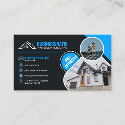 Professionele Blauwe Dakbedekking Real Estates Shi Visitekaartje (Voorkant)