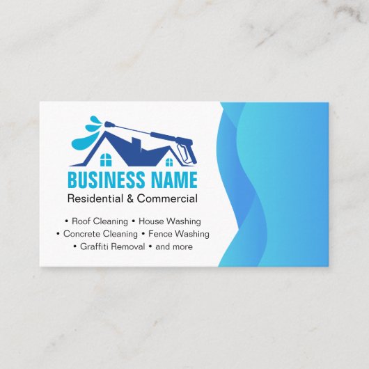 Professionele Blauwe Druk Waskracht Reiniging Visitekaartje (Voorkant)