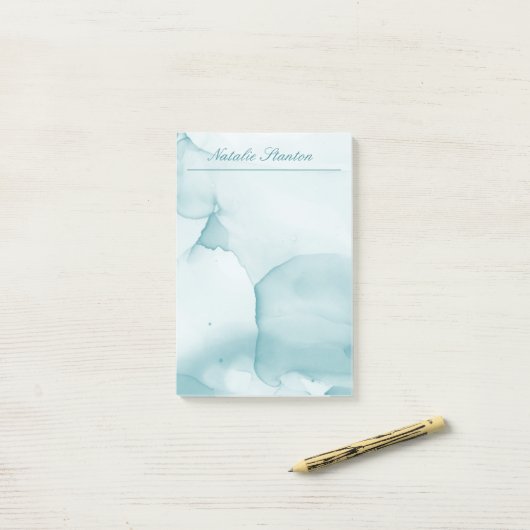 Professionele blauwe en witte Waterverf Post-it® Notes (Op bureau)