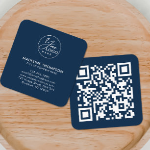 Professionele Blauwe Generieke Bedrijf Logo QR Cod Vierkante Visitekaartje