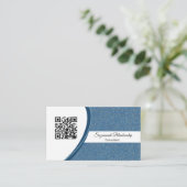 Professionele blauwe Glitter QR-code Sjabloon Visitekaartje (Staand voorkant)