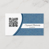 Professionele blauwe Glitter QR-code Sjabloon Visitekaartje (Voorkant)
