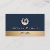 Professionele Blauwe & Gouden Foto Notaris Zakelij Visitekaartje (Voorkant)