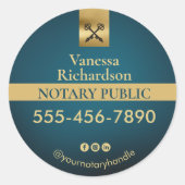 Professionele Blauwe & Gouden Notaris Marketing Ronde Sticker (Voorkant)