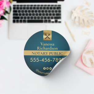 Professionele Blauwe & Gouden Notaris Marketing Ronde Sticker