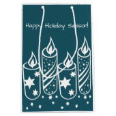 Professionele blauwe kaarsen Happy Holiday-seizoen Medium Cadeauzakje (Voorkant)