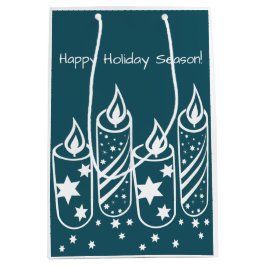 Professionele blauwe kaarsen Happy Holiday-seizoen Medium Cadeauzakje