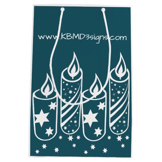 Professionele blauwe kaarsen Happy Holiday-seizoen Medium Cadeauzakje (Achterkant)