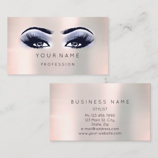 Professionele blauwe kiep Minimale zijde Eyelash Visitekaartje (Voorkant / Achterkant)