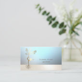 Professionele Blauwe Lichtgevende Boom Meisje Silh Visitekaartje (Staand voorkant)